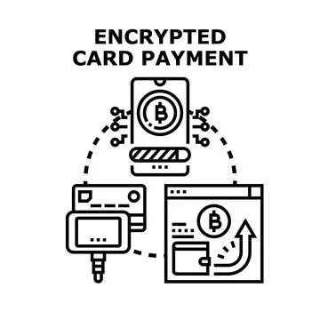 Encrypted card payment process with digital currency security Stock Illustration