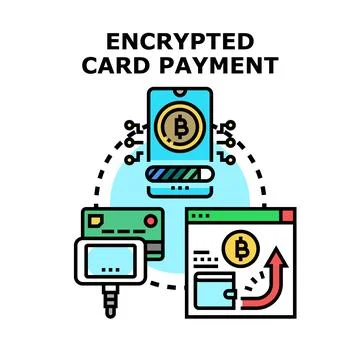 Encrypted card payment process with digital currency security Stock Illustration