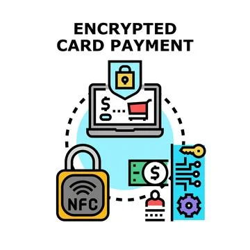 Encrypted card payment process securing online transactions Stock Illustration