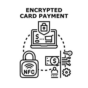 Encrypted card payment process securing online transactions Stock Illustration