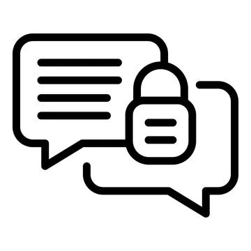 Encrypted chat icon, outline style Stock Illustration