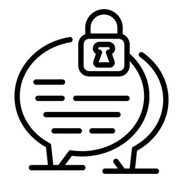 Encrypted chat icon, outline style Stock Illustration