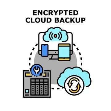 Encrypted cloud backup process for secure data storage Illustrazione stock