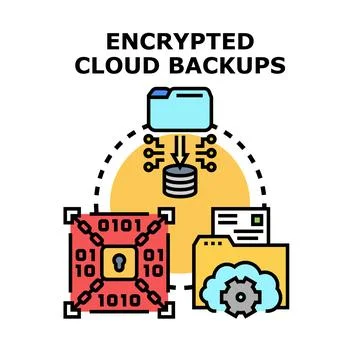 Encrypted cloud backups providing data protection and security Stock Illustration