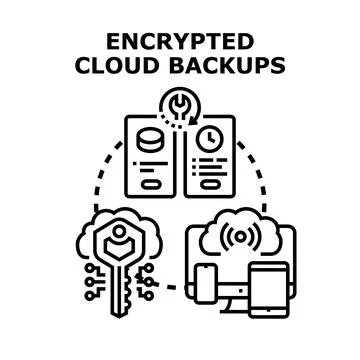 Encrypted cloud backups providing secure data protection Illustrazione stock