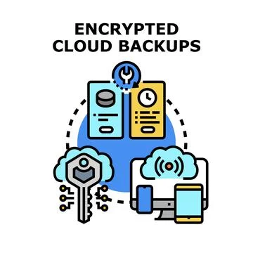Encrypted cloud backups providing secure data protection Stock Illustration