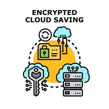 Encrypted cloud saving concept protecting data privacy 스톡 일러스트