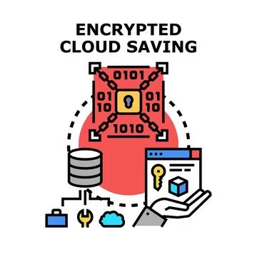 Encrypted cloud saving concept protecting data securely 스톡 일러스트