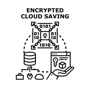 Encrypted cloud saving concept protecting data securely 스톡 일러스트