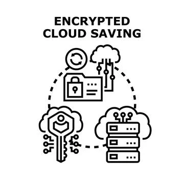 Encrypted cloud saving concept protecting data privacy Stock Illustration
