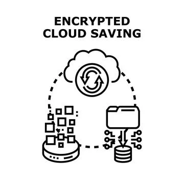 Encrypted cloud saving data protection technology concept Stock Illustration
