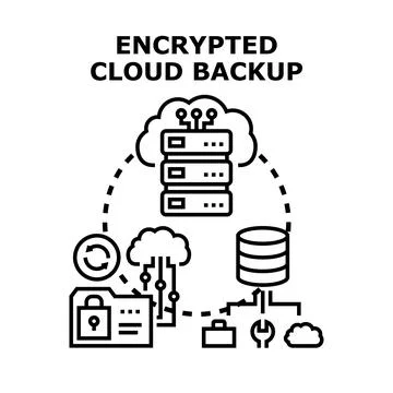 Encrypted cloud server backup data protection concept Stock Illustration