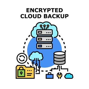 Encrypted cloud server backup data protection concept Stock Illustration
