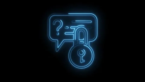 Encrypted communication neon style video illustration security questions an.. Stock Footage 312311490