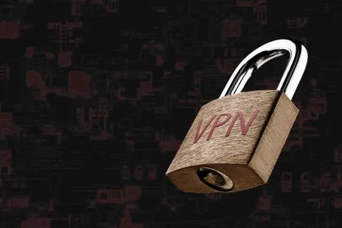 Encrypted communication using VPN. Fotos Stock