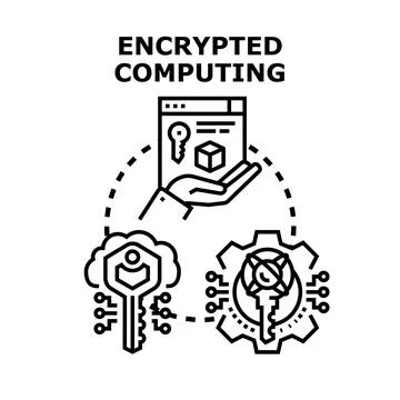 Encrypted computing protection concept securing data network 스톡 일러스트