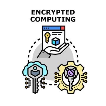 Encrypted computing protection concept securing data network Stock Illustration
