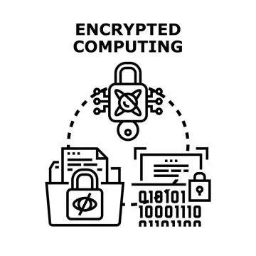 Encrypted computing secure data privacy protection concept Stock Illustration