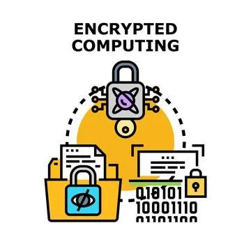 Encrypted computing secure data privacy protection concept Stock Illustration