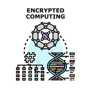 Encrypted computing securing data and digital information Stock Illustration