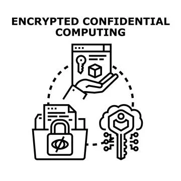 Encrypted confidential computing protecting secure data privacy イラスト素材