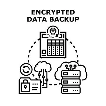 Encrypted data backup and cloud storage concept 库存插图