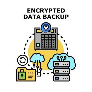 Encrypted data backup and cloud storage concept Stock Illustration
