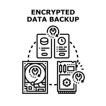 Encrypted data creating secure backup for information Stock Illustration