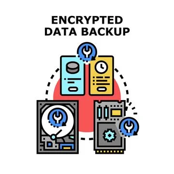 Encrypted data creating secure backup for information Stock Illustration