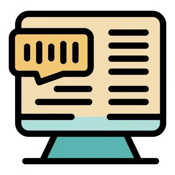 Encrypted data displayed on a computer screen with a speech bubble, symbolizi Stock Illustration