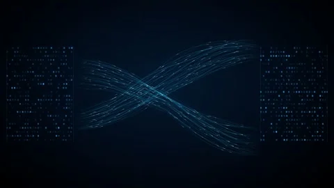 Encrypted Data Exchange Braiding Binary Streams Between Two Code Fields Stock-Footage 343138637