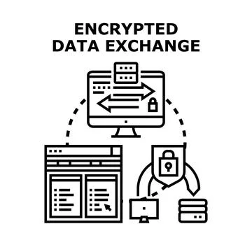 Encrypted data exchange for secure information transfer Stock Illustration