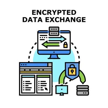 Encrypted data exchange for secure information transfer Stock Illustration
