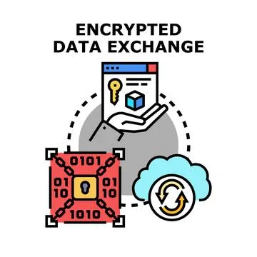 Encrypted data exchange securing digital information access system イラスト素材
