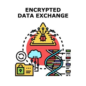 Encrypted data exchange securing digital information and genetic privacy Stock Illustration
