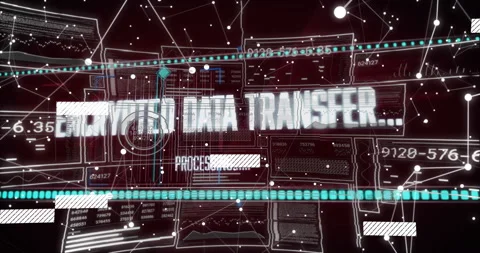 Encrypted-data interface activating with pulsing teal strand, sliding glitches, Stock Footage 309873204