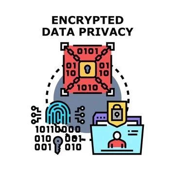 Encrypted data privacy and secure digital information access 스톡 일러스트