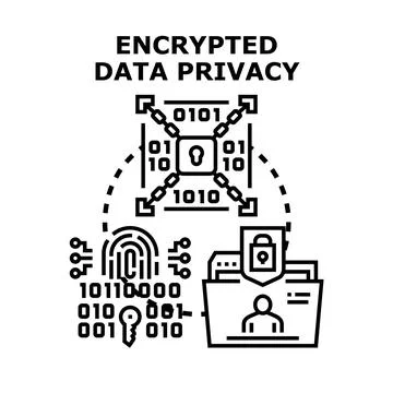Encrypted data privacy and secure digital information access Stock Illustration