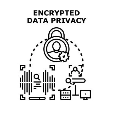 Encrypted data privacy security protection concept Stock Illustration