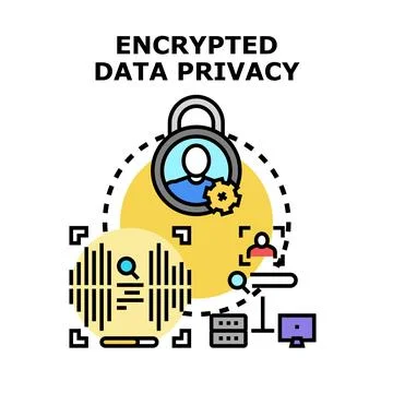 Encrypted data privacy security protection concept Stock Illustration