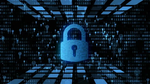 Encrypted data protected by digital pad lock, electronic key avp protection Stock Footage 113495277