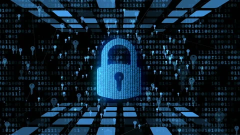 Encrypted data protected by digital pad lock, electronic key avp protection Stock Footage 113504418