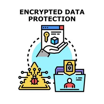 Encrypted data protection concept vector illustration Stockillustratie