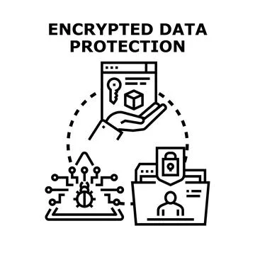 Encrypted data protection concept vector illustration 스톡 일러스트