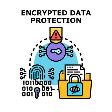Encrypted data protection digital technology concept illustration Stock Illustration