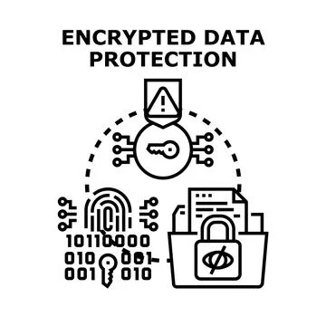 Encrypted data protection digital technology concept illustration Stock Illustration