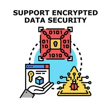Encrypted data security concept protecting digital information Illustrazione stock