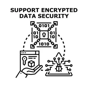 Encrypted data security concept protecting digital information イラスト素材