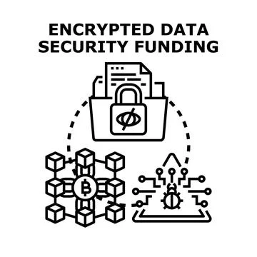 Encrypted data security funding and cyber protection Stock Illustration