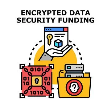 Encrypted data security funding and digital protection Stock Illustration